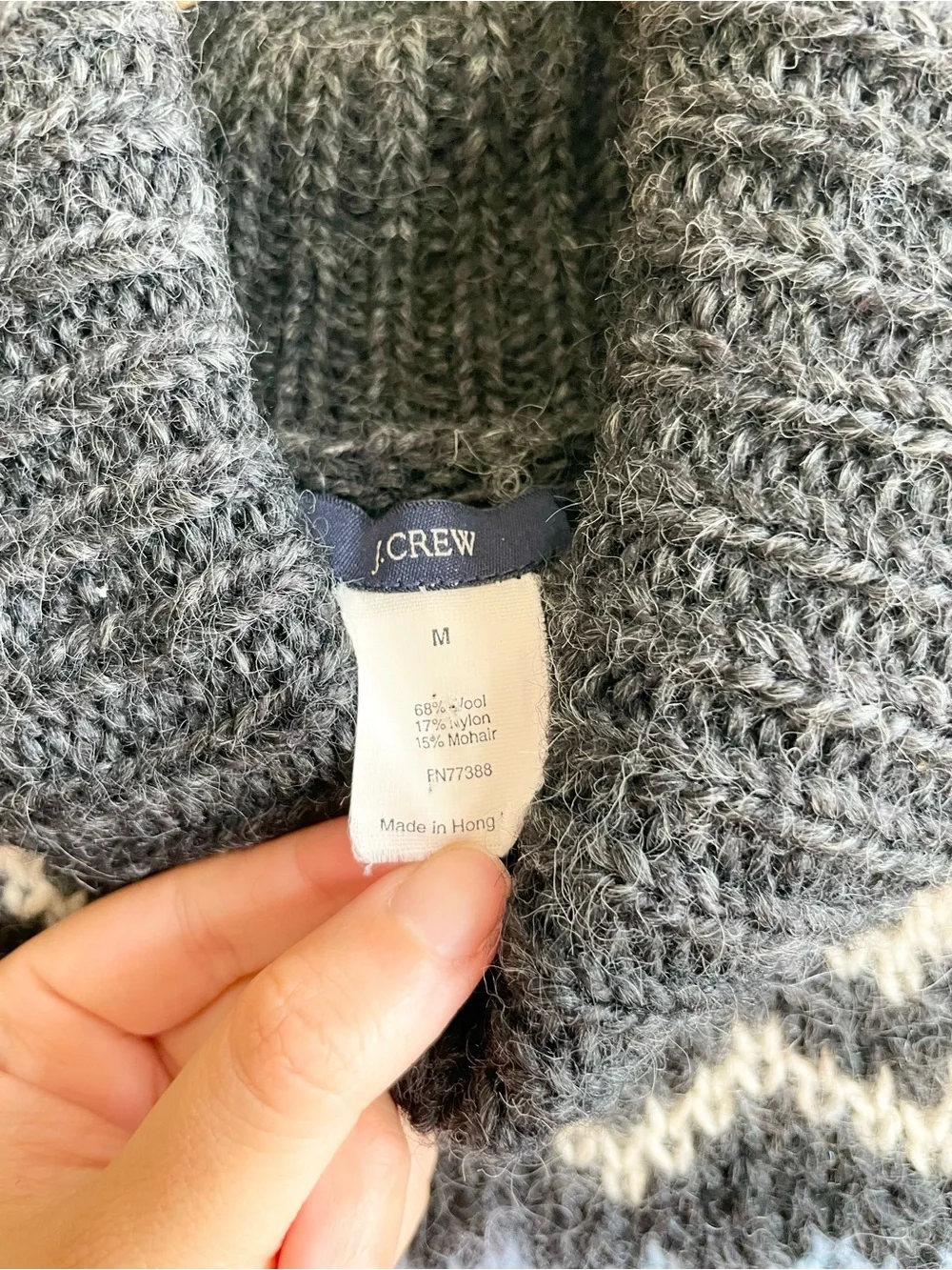 Vtg J.crew Womens M Fuzzy Argyle Turtle Neck Sweater Mohair Wool Preppy Nordic